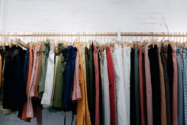 clothes hanging on a rail