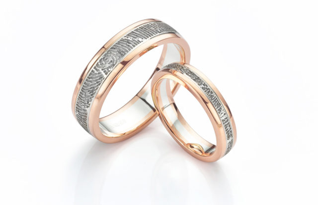 Multi-colour and inlaid wedding bands from Serendipity Diamonds