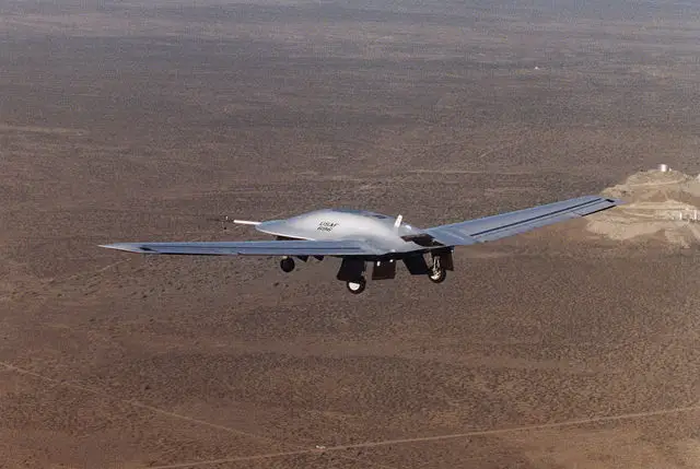 unmanned air vehicle in the sky over desert