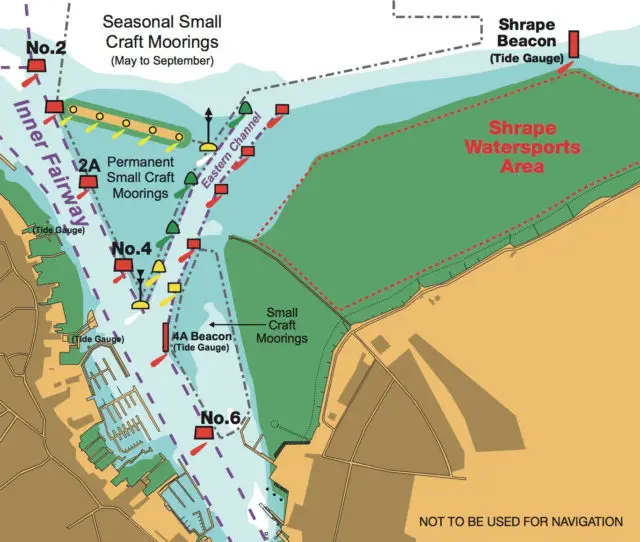 Diagram of the new dredged all tide Eastern Channel at Cowes Harbour