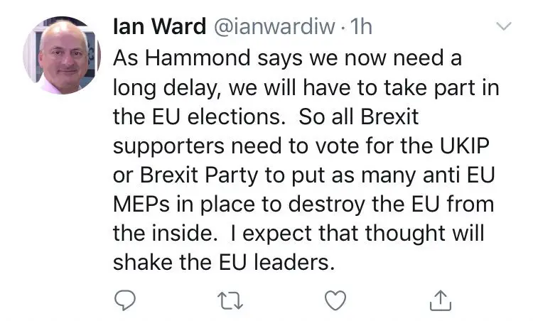Ian Ward's Tweet about Brexit