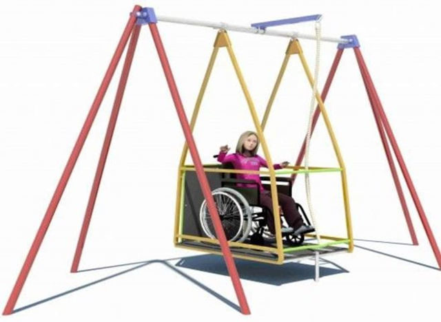 Drawing of wheelchair accessible swing