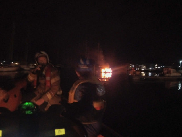 East Cowes boat fire - photos from RNLI