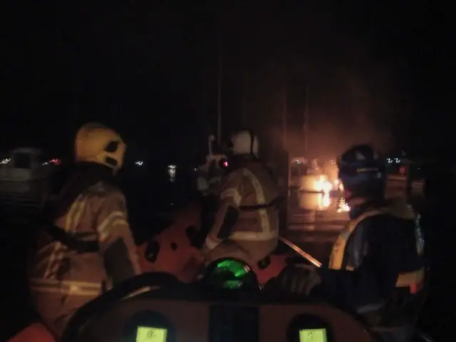 East Cowes boat fire - photos from RNLI