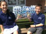 Head boy and girl with the water bottles