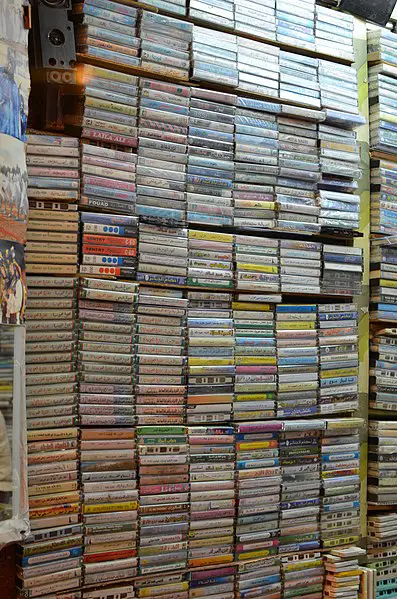 Cassette collection in a shop