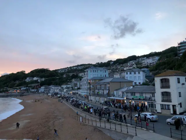 People starting to gather along the seafront
