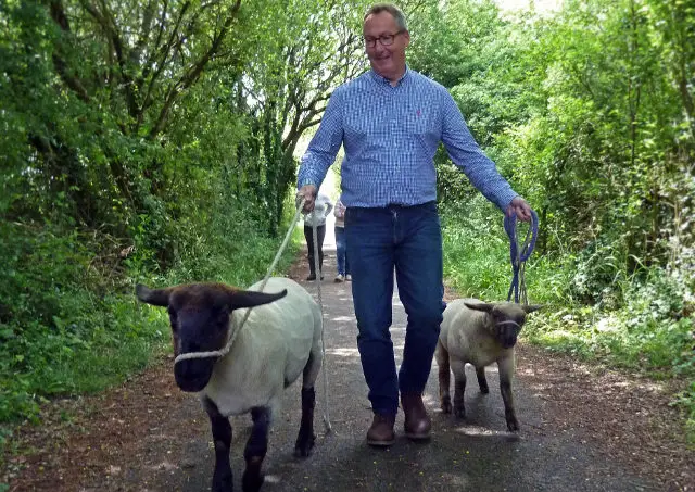 Graham Biss, Judith (the bigger sheep) and Lamb Chop
