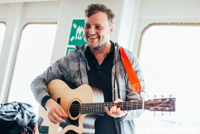 James Walsh on the ferry on his way to Isle of Wight Festival