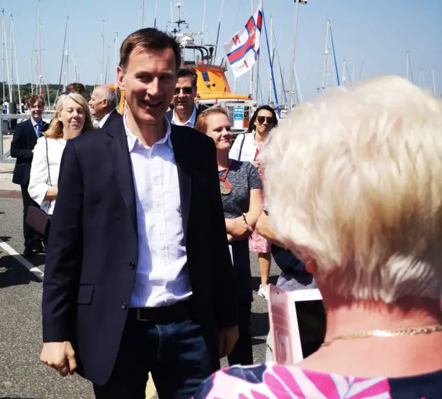 Jeremy Hunt arriving on the Island at Yarmouth