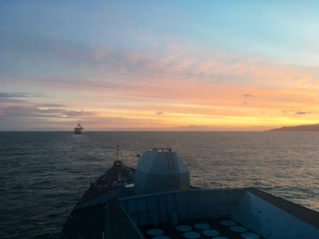 MV Boudicca from HMS St Albans Image: © HMS St Albans
