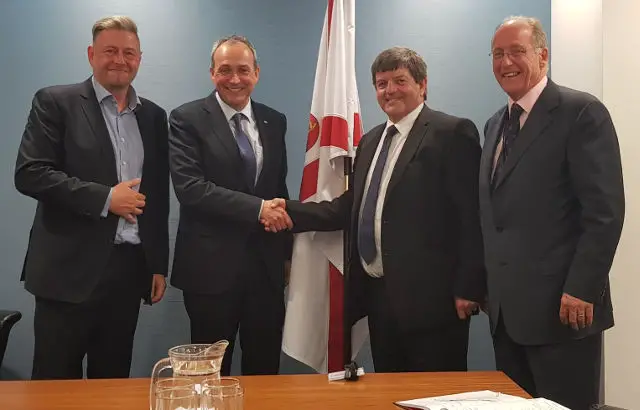James Payne (chief executive, Office of the Police and Crime Commissioner for Hampshire and Isle of Wight), Senator Lyndon Farnham (Jersey Government), Councillor Dave Stewart (Isle of Wight Council leader) and Vaughan Thomas (chairman Isle of Wight NHS Trust).