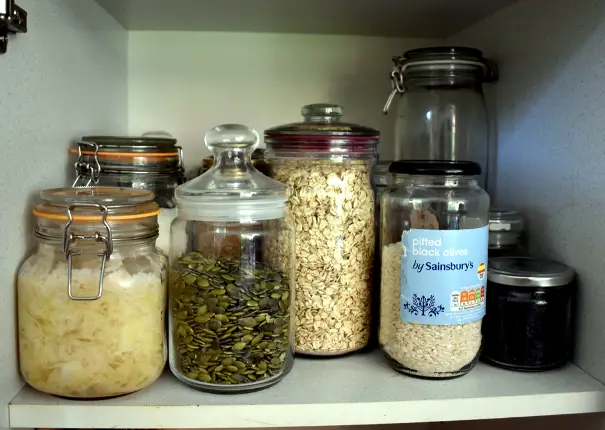 Jars in a cupboard