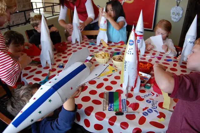 children making rockets