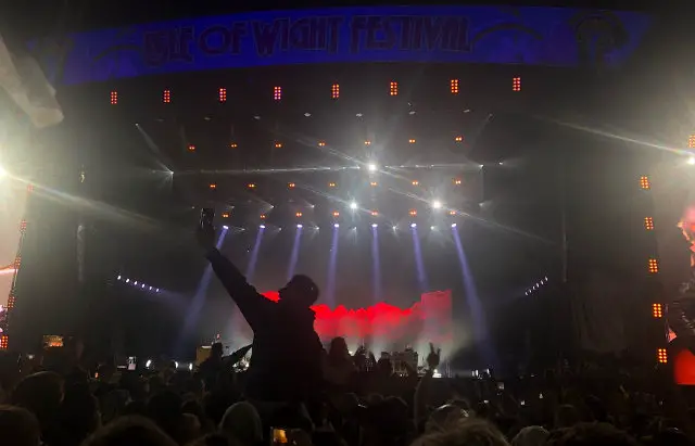 Isle of Wight Festival stage with audience in front