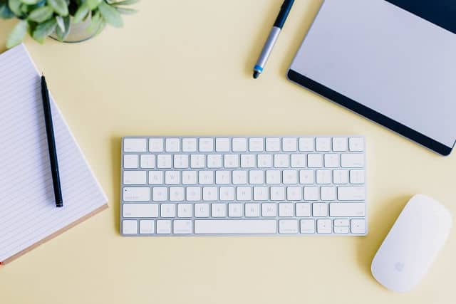 keyboard and notebook