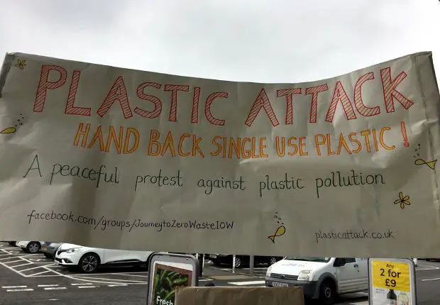 Single use plastic protesters
