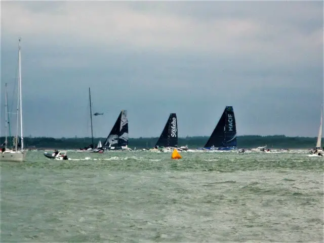 Boats crossing the start line Rolex Fastnet Race 2019