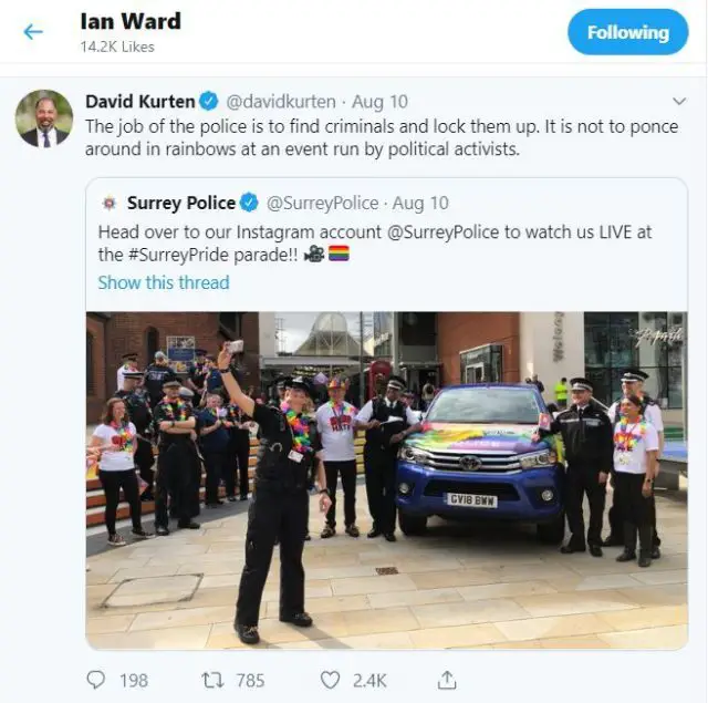 The tweet liked by Ian Ward