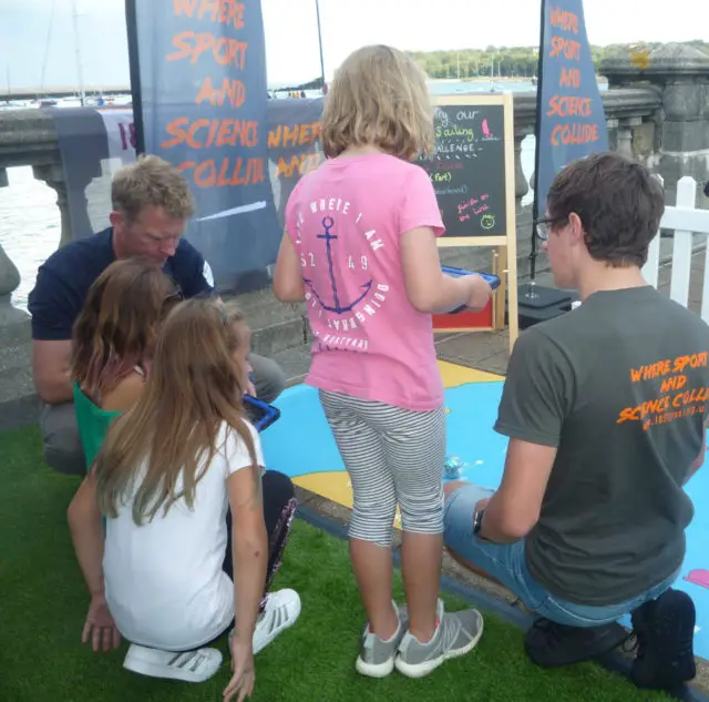 Children on 1851 Trust stand during Cowes Week 2019