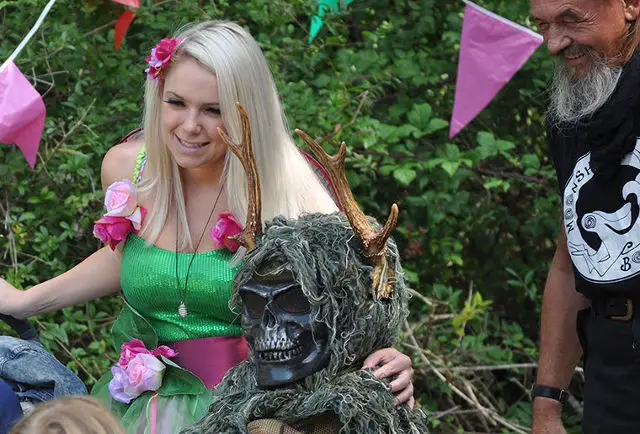 Green faerie and woodland stag at the faerie festival