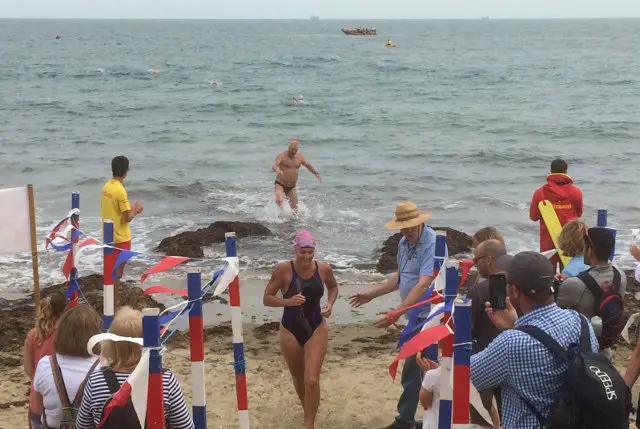 swimmers taking part in the pier to pier race