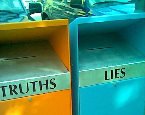 truth and lies ballot bins