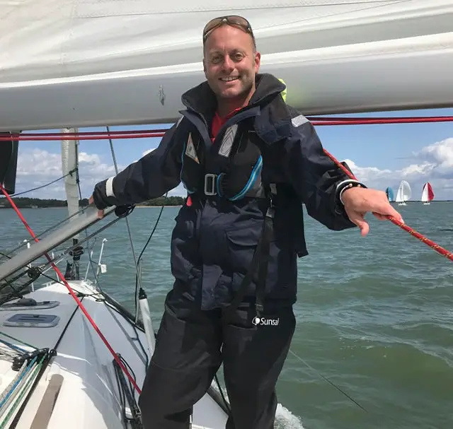 xavier baker on red funnel boat during cowes week