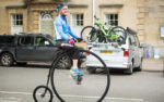 Rev Clive Todd riding a penny farthing in Oxford