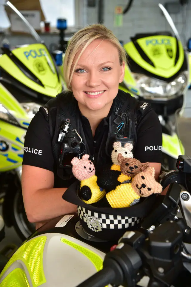 PC Joanna Slocombe from Hedge End police station with bears 