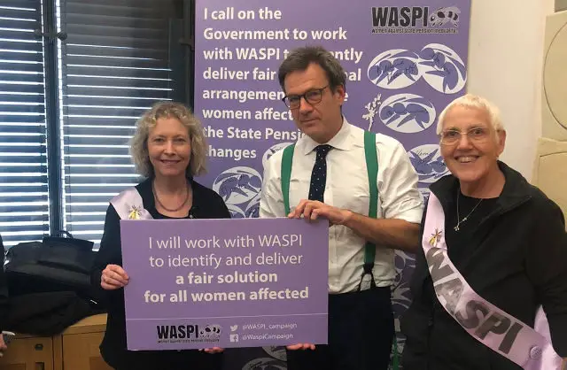 Bob Seely MP and the WASPI Pledge with Shelagh Simmons and Sally Robinson.