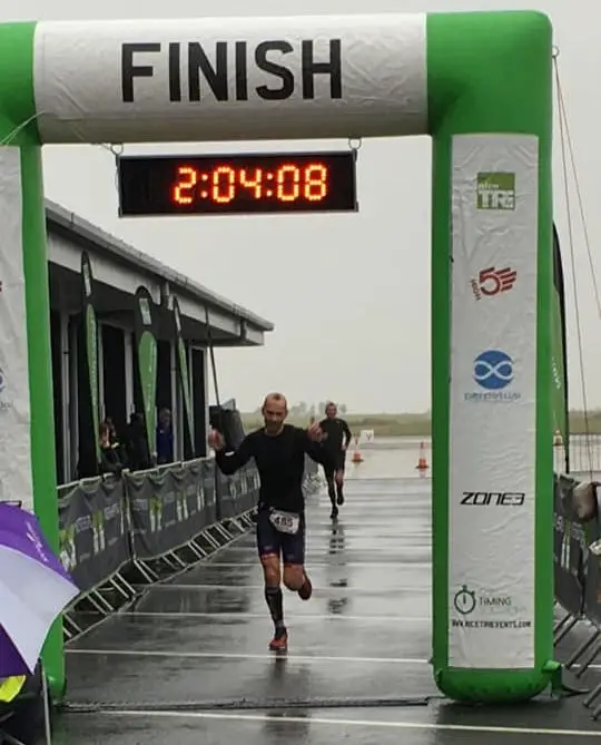 Sean coming through the finish line