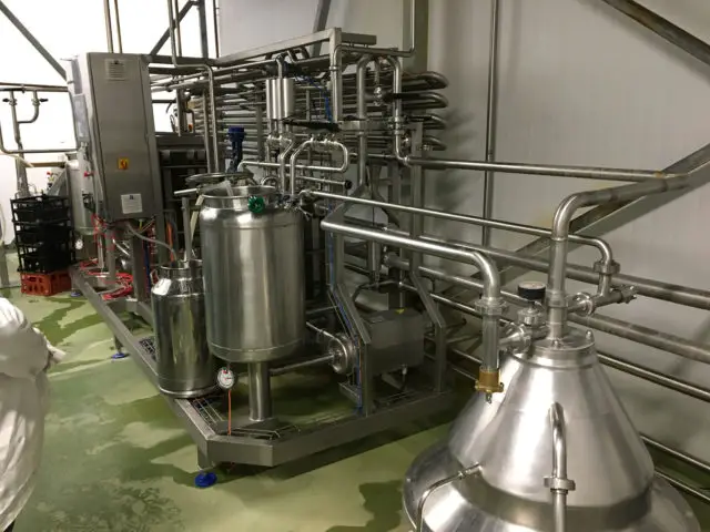Isle of Wight Milk processing plant at Briddlesford Dairy Farm - the machines inside the plant