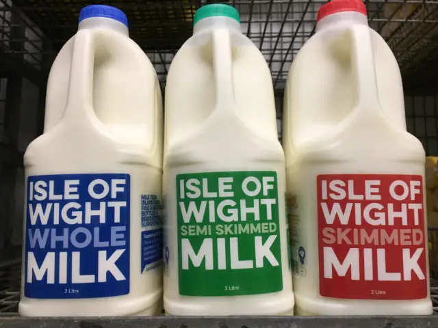 Bottles of Isle of Wight milk