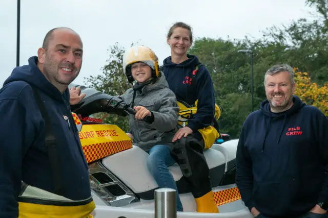 Ian Plested, Sam Plested, Sallie Ryan (crew), Alan Sheward (trustee/crew) at the Freshwater Lifeboat community event