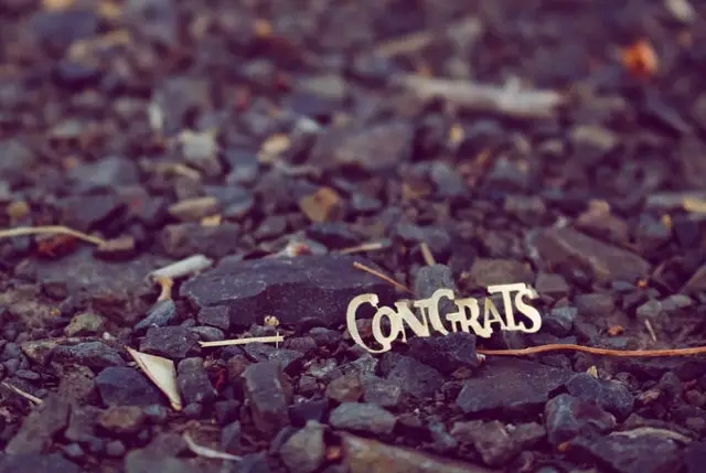 Congrats confetti on gravel