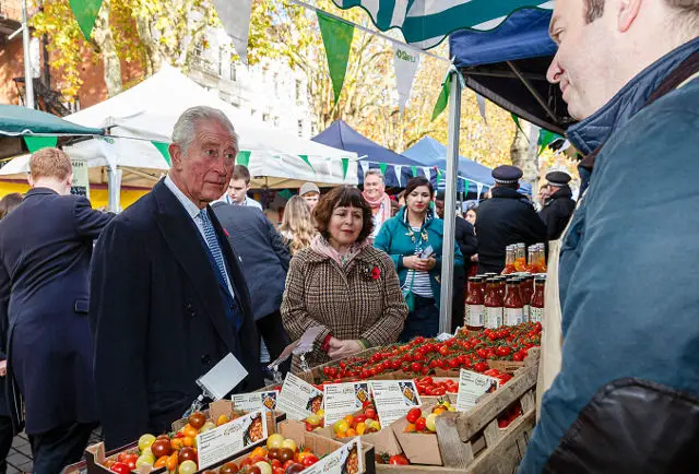 Prince Charles at the tomato stall