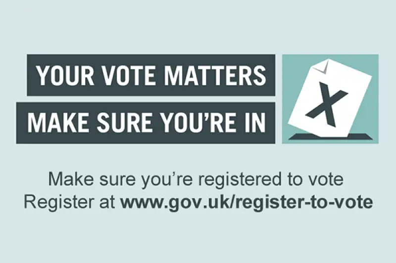 Poster saying your vote matters - register to vote