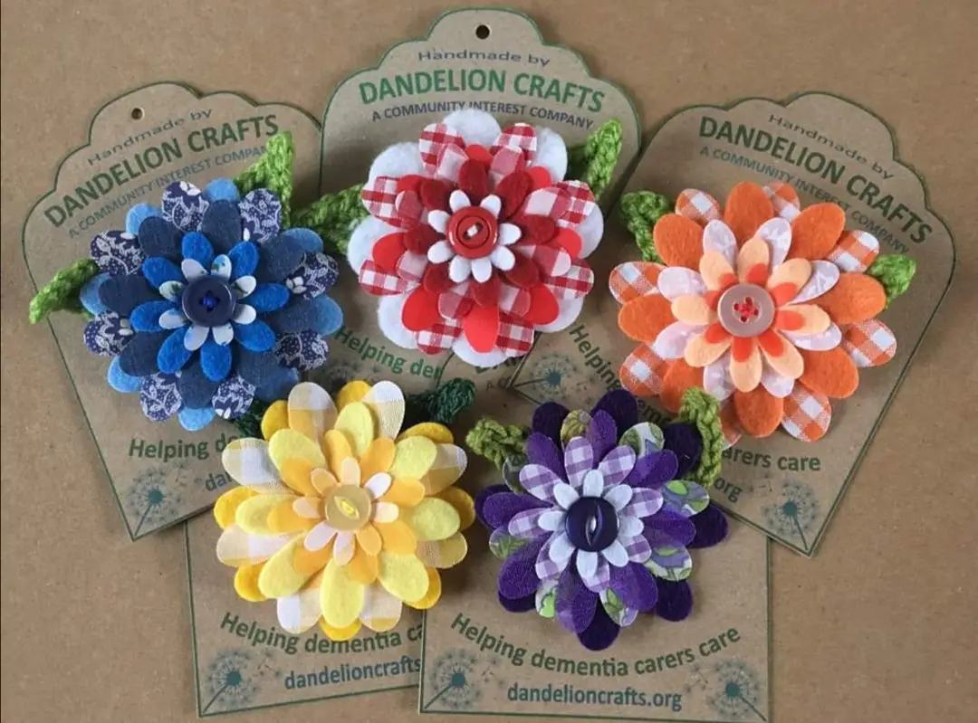 dandelion crafts - felt and button broaches