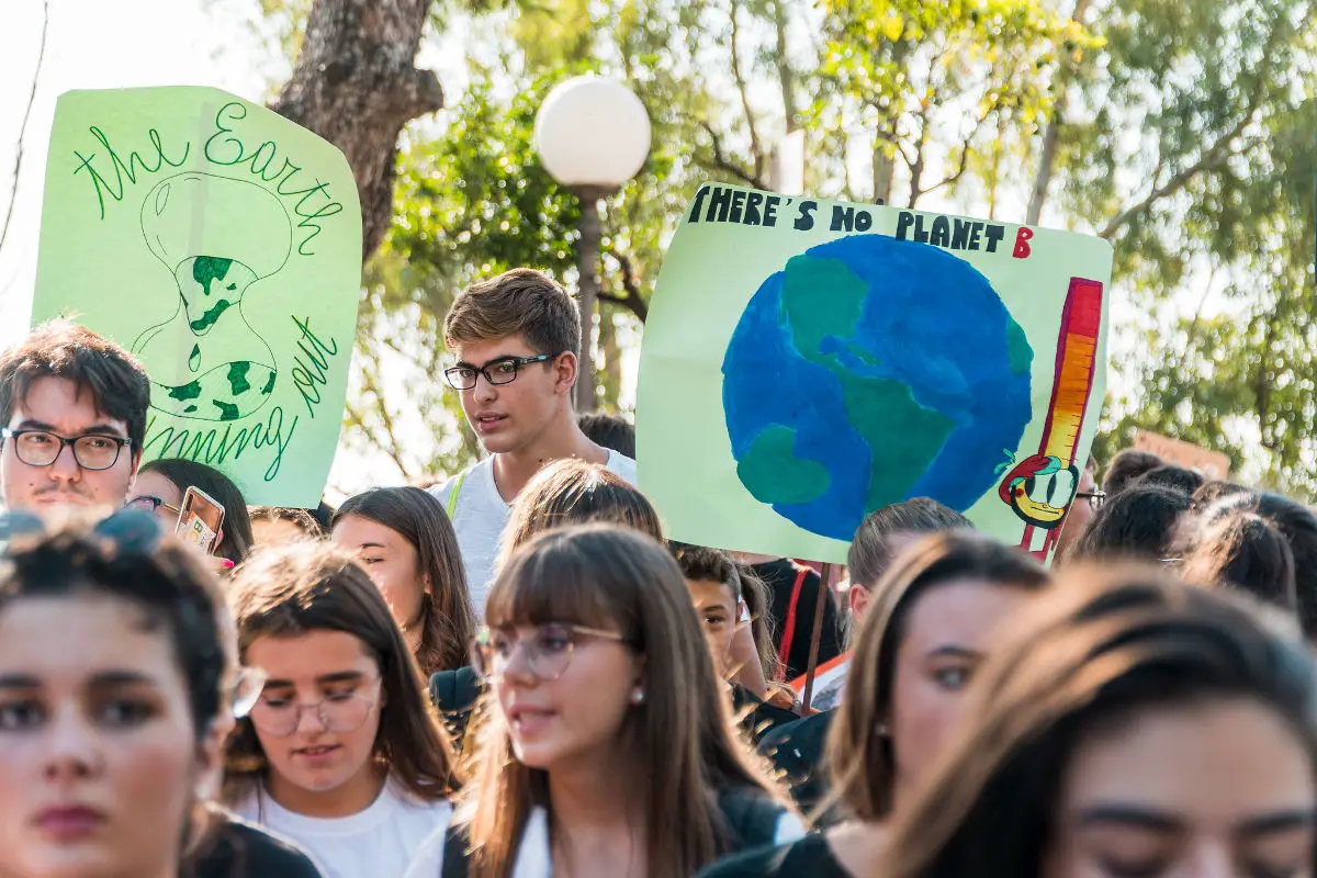 fridays for future march with young people demonstrating