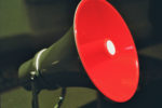 Green and red megaphone