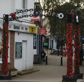 The arch covered in poppies