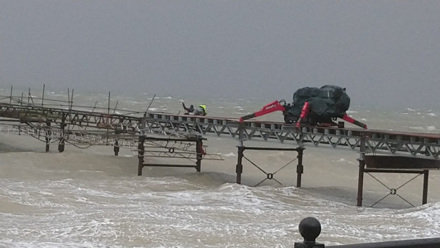 Totland Pier in the storm by Richard Cattle