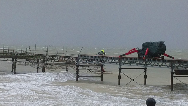 Totland Pier in the storm by Richard Cattle