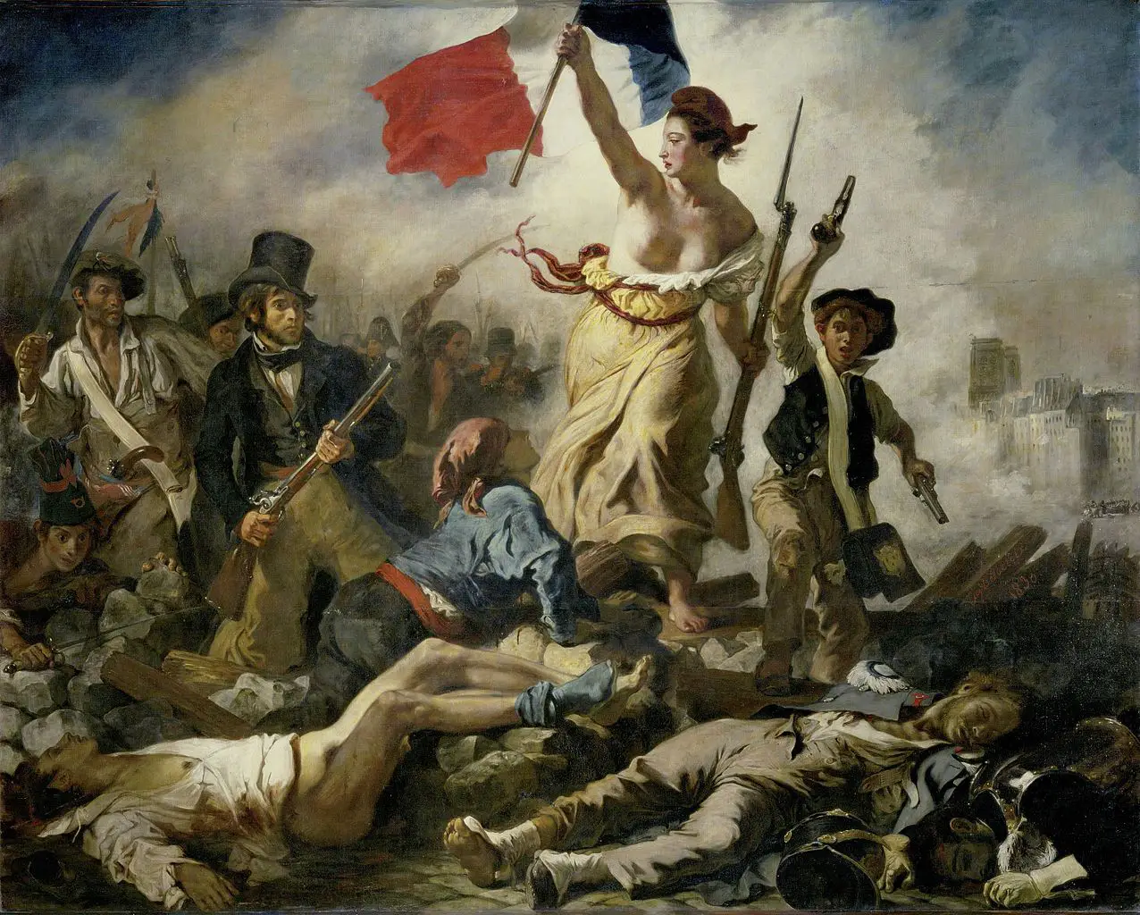 Painting by Eugene Delacroix - Le 28 Juillet. La Liberte guidant le peuple