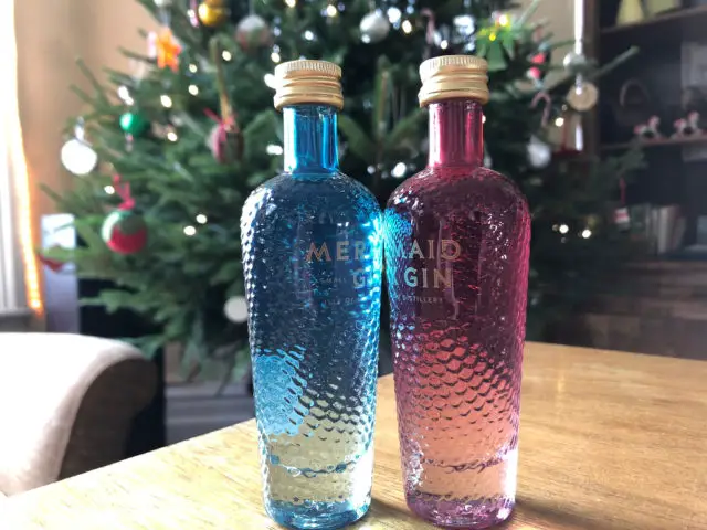 Mermaid Gin bottles in miniature