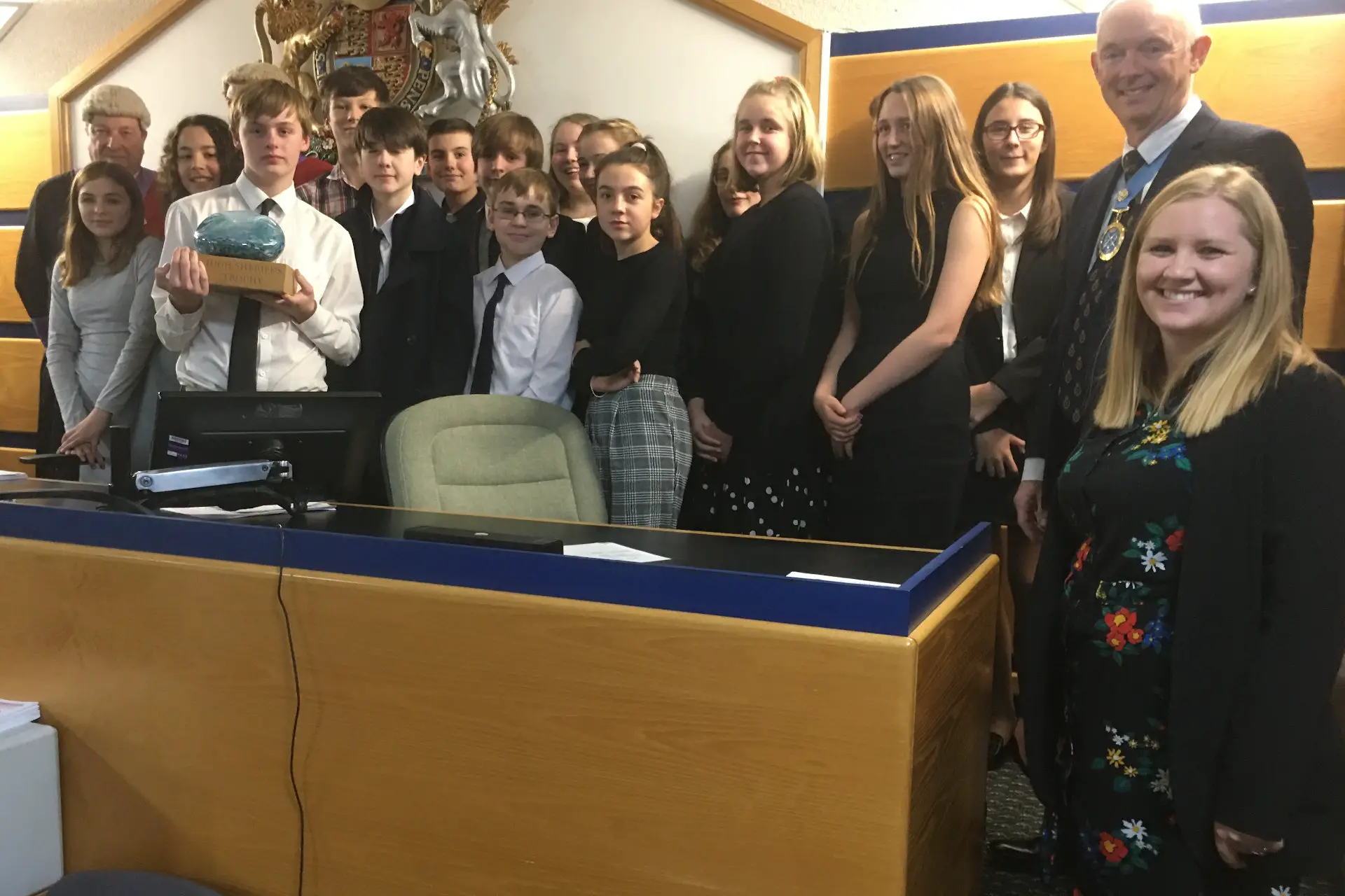 Those taking part in the Mock Trial at Newport Crown Court