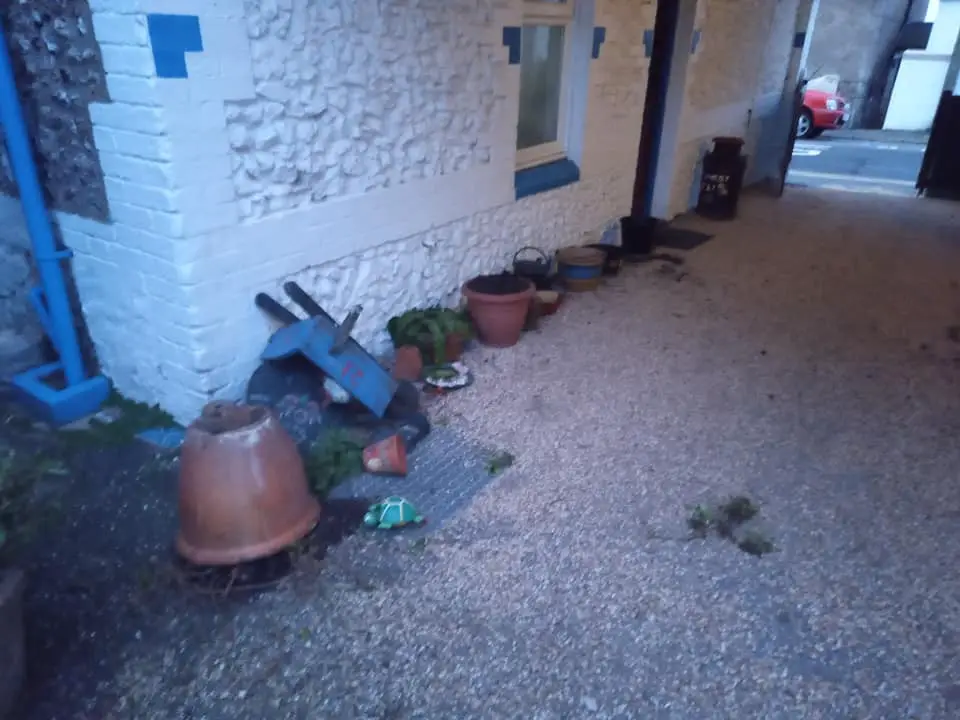 Vandalism on pot plants