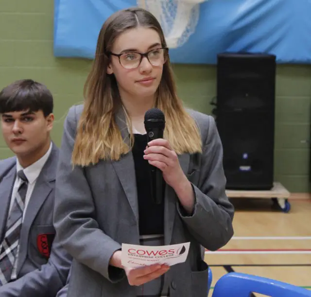 Pupil asking a question at the CEC Youth Hustings