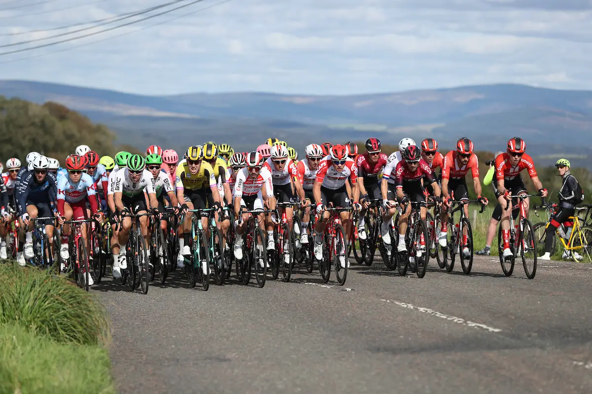 Sport - Cycling - OVO Energy Tour of Britain 2019 - Stage 1: Glasgow to Kirkcudbright, Scotland - The peloton out on the roads.